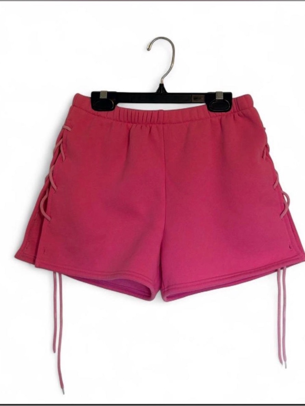 Women's Hot Pink Side-Lace Athletic Shorts